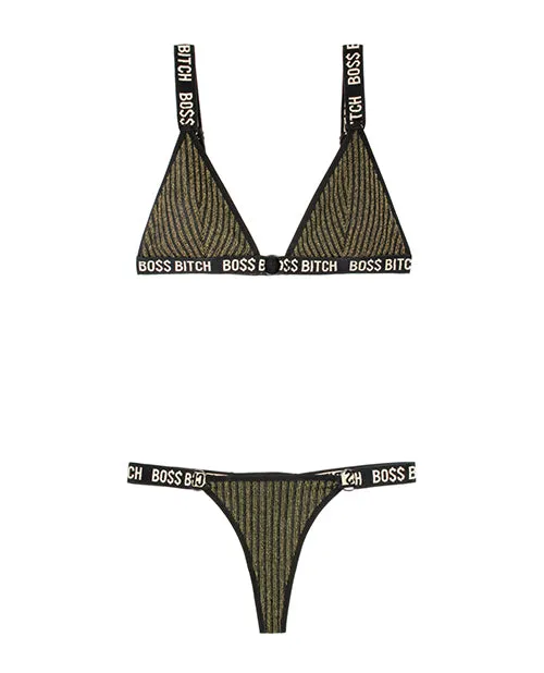 Vibrators Vibes By Fantasy Lingerie Vibes Boss Bitch Bralette Thong Panty BlackGold SM Vibrators Vibes By Fantasy Lingerie Vibes Boss Bitch Bralette Thong Panty BlackGold SM