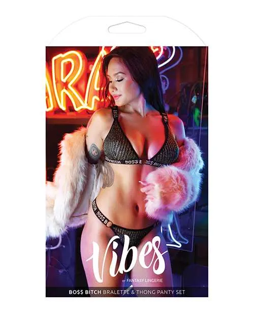 Vibrators Vibes By Fantasy Lingerie Vibes Boss Bitch Bralette Thong Panty BlackGold SM Vibrators Vibes By Fantasy Lingerie Vibes Boss Bitch Bralette Thong Panty BlackGold SM