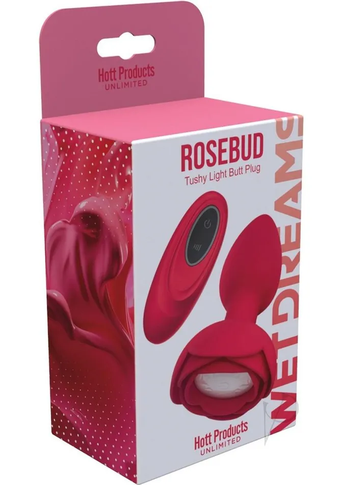Wet Dreams Male Sex Toys Wet Dreams Rosebud Tushy Light Silicone Butt Plug with Remote Control Red Wet Dreams Male Sex Toys Wet Dreams Rosebud Tushy Light Silicone Butt Plug with Remote Control Red