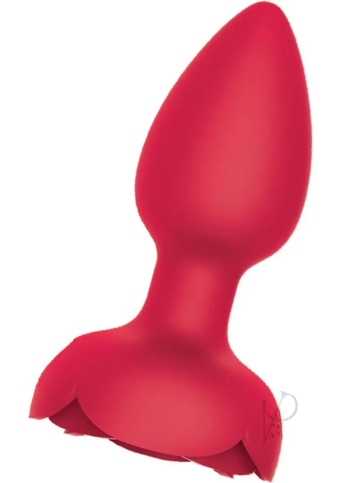 Wet Dreams Male Sex Toys Wet Dreams Rosebud Tushy Light Silicone Butt Plug with Remote Control Red