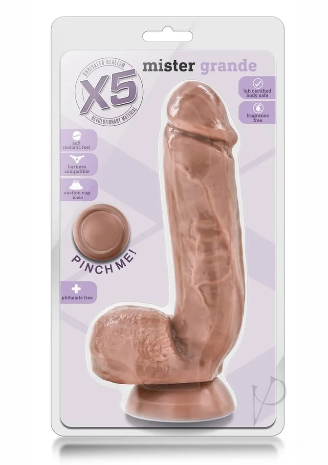 X5 X5 Mister Grande Dildo with Balls 85in Caramel Female Sex Toys