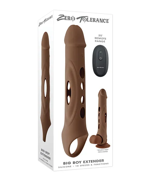 Zero Tolerance Male Sex Toys Zero Tolerance Big Boy Extender Rechargeable Silicone Penis Extension with Remote Control Chocolate