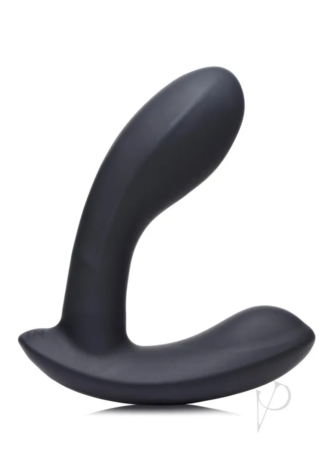 Zeus Electrosex Male Sex Toys Zeus Vibrating and EStim Silicone Rechargeable Prostate Massager with Remote Control Black
